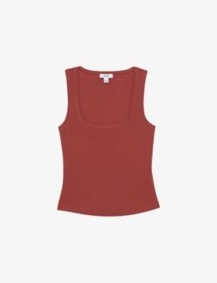 Riva Square-Neck Ribbed Stretch-Cotton Vest by REISS