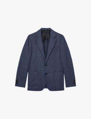 Romana Notch-Lapel Dogtooth Wool and Linen Blazer by REISS