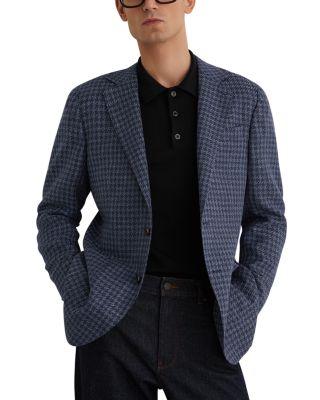 Romana Tailored Fit Single Breasted Two Button Notch Dogstooth Blazer by REISS