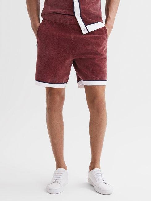 Rust Fielder Relaxed Fit Elasticated Chenille Shorts by REISS