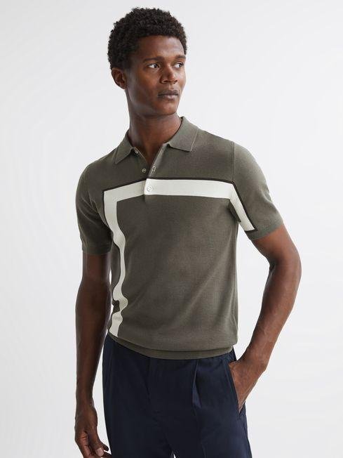 Sage Bello Striped Polo T-Shirt by REISS