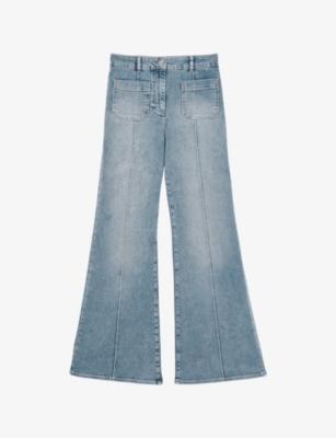 Sakura flared-leg high-rise cotton-blend jeans by REISS