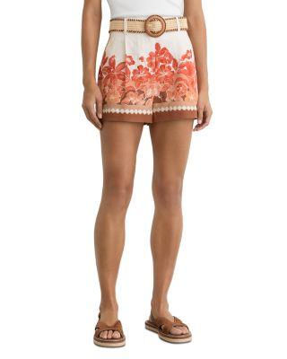 Samira Linen Belted Shorts by REISS
