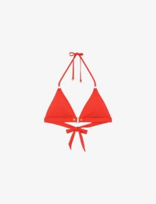 Sandy Stud-Embellished Triangle Bikini Top by REISS
