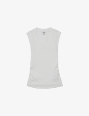 Sandy V-Neck Ribbed Stretch-Cotton Vest by REISS