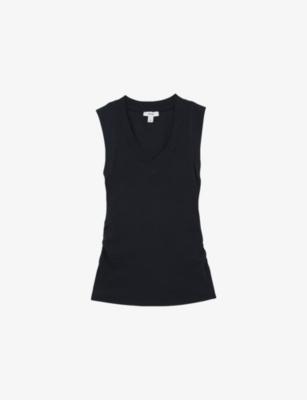 Sandy V-Neck Ribbed Stretch-Cotton Vest by REISS