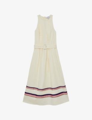 Sara Stripe-Print Stretch-Cotton Midi Dress by REISS