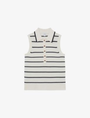 Sarah Stripe-Print Wool and Cashmere Polo Vest by REISS