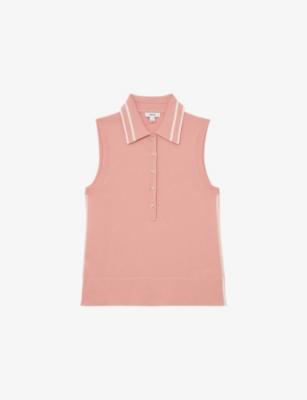 Saskia Sleeveless Wool and Cashmere Polo Top by REISS