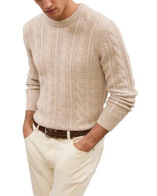Saunders Long Sleeved Crewneck Cable Cashmere Blend Sweater by REISS