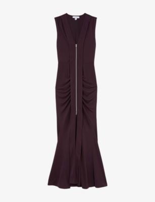 Scarlett Zip-Front Crepe-Jersey Maxi Dress by REISS