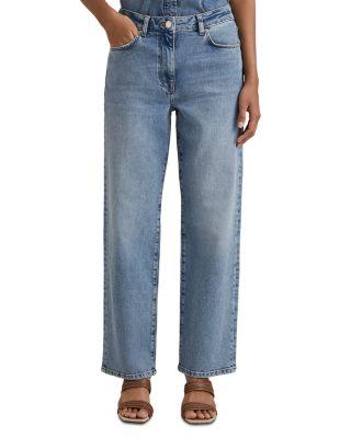 Selin Mid Rise Straight Leg Jeans in Light Blue by REISS