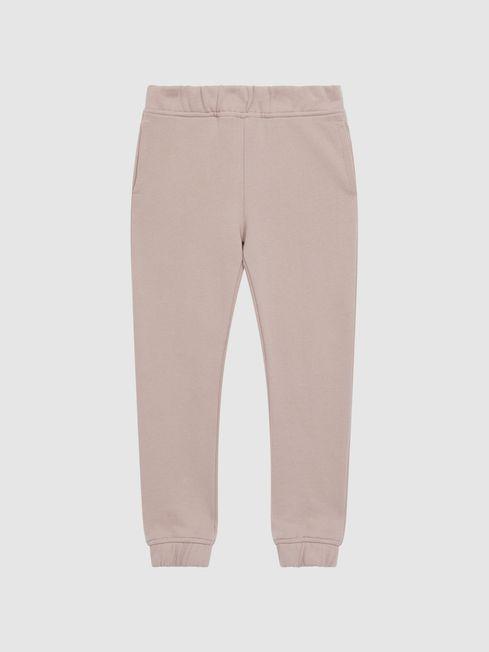 Senior Garment Dye Jersey Joggers in Taupe by REISS