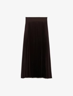 Seren Pleated Woven Midi Skirt by REISS