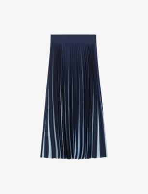 Serena Pleated Woven Midi Skirt by REISS