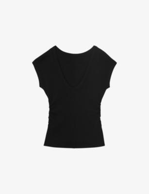 Serena Scoop-Back Stretch-Cotton Top by REISS