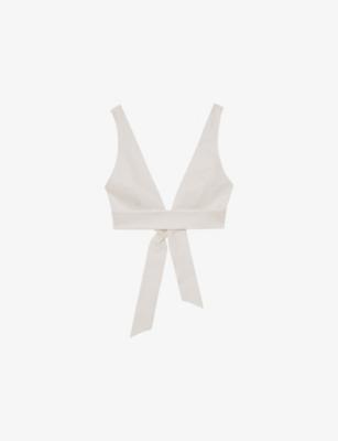 Simone Tie-Back Cropped Cotton Top by REISS