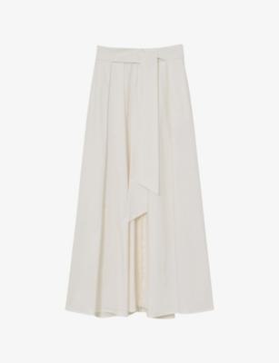 Simone Tie-Waist Stretch Cotton-Blend Maxi Skirt by REISS