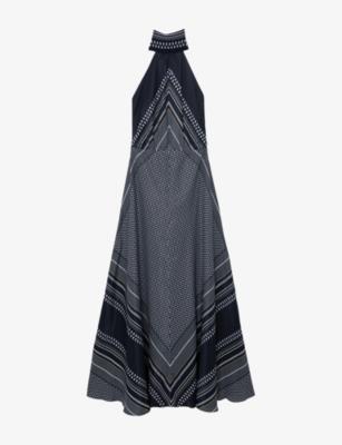 Skylar Scarf-Print Woven Maxi Dress by REISS