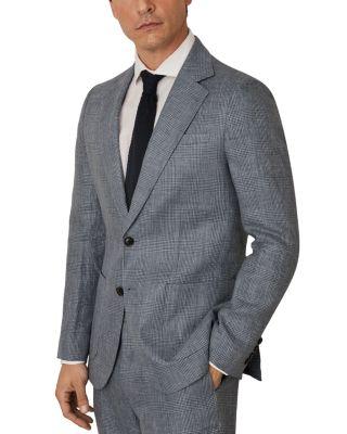Slim Fit Prince of Wales Check Linen Blazer by REISS