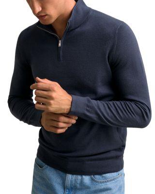 Slim Fit Quarter Zip Merino Wool Sweater by REISS