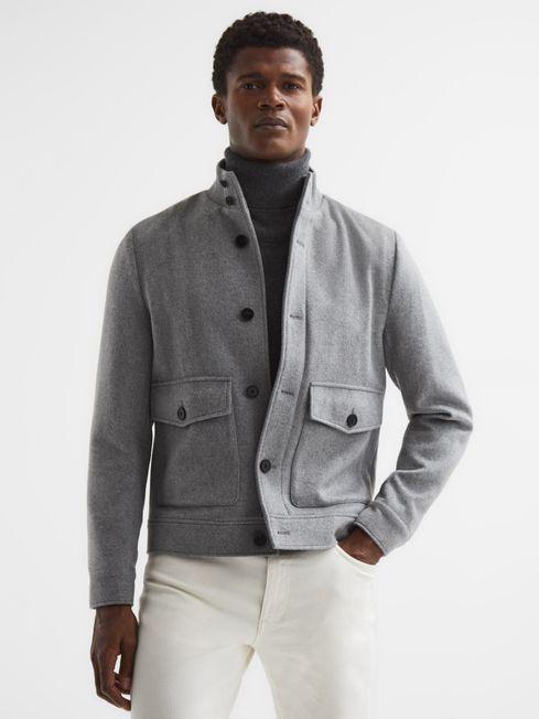 Soft Grey Vienna Wool Button-Through Jacket by REISS
