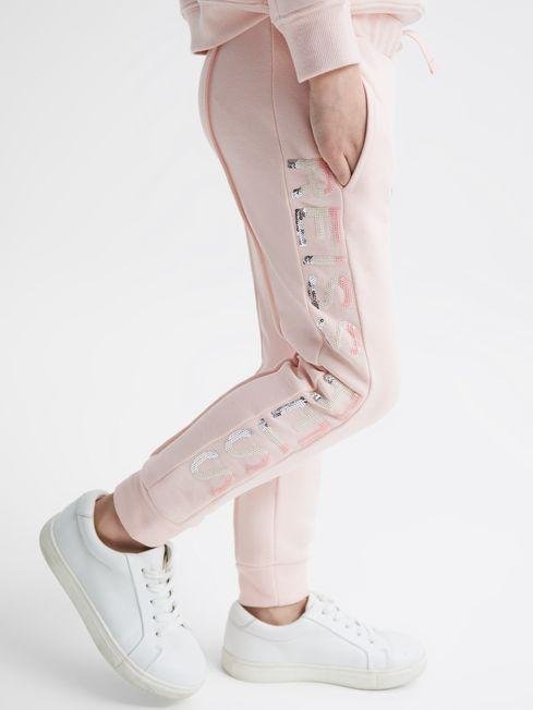 Soft Pink Maria Junior Sequin Joggers by REISS
