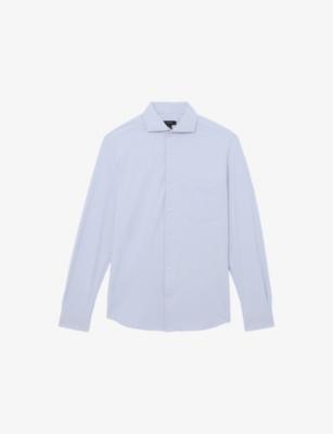Solarko Cutaway-Collar Stretch-Woven Seersucker Shirt by REISS