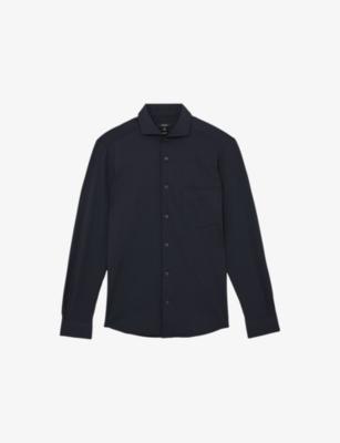 Solarko Cutaway-Collar Stretch-Woven Seersucker Shirt by REISS