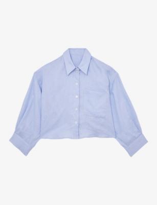 Solena Cropped Linen Shirt by REISS