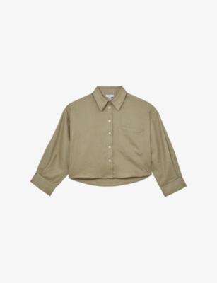 Solena Cropped Linen Shirt by REISS