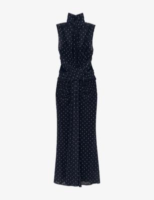 Stacey Polka-Dot Sleeveless Woven Maxi Dress by REISS