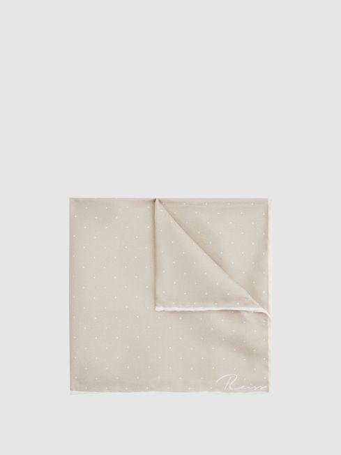 Stone Liam Polka Dot Silk Pocket Square by REISS