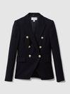 Tailored Fit Textured Double Breasted Blazer in Navy by REISS