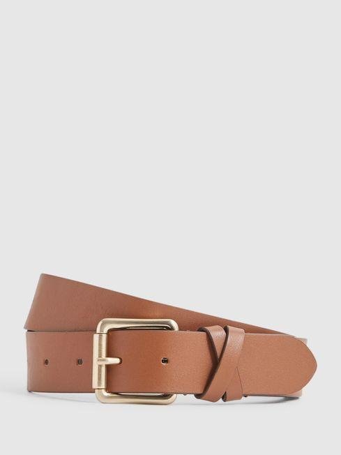 Tan Annexe Leather Belt by REISS