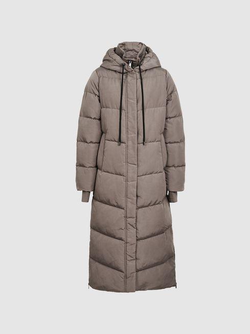 Taupe Darla Longline Puffer Coat by REISS