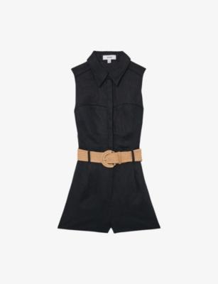 Taylor Belted-Waist Linen Playsuit by REISS
