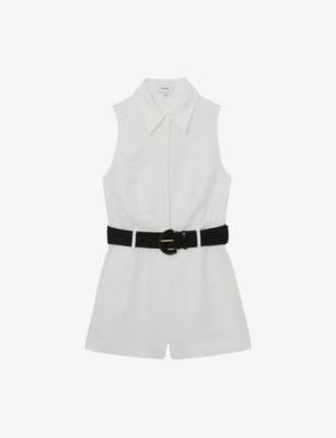Taylor Belted-Waist Linen Playsuit by REISS