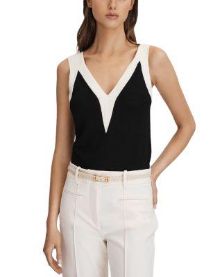 Tessa Color Blocked V Neck Top by REISS