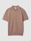 Textured Modal Blend Open Collar Shirt in Dusty Pink by REISS