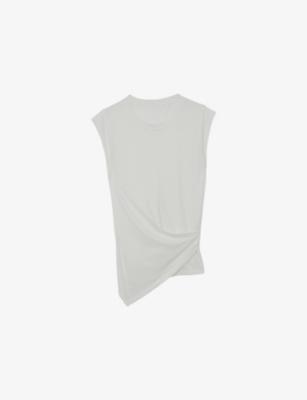 Tia Drape Cap-Sleeve Cotton T-Shirt by REISS