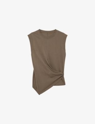 Tia Drape Cap-Sleeve Cotton T-Shirt by REISS