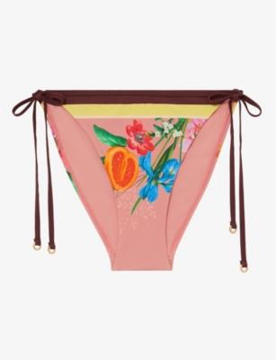 Tina Tropical-Print Bikini Bottoms by REISS