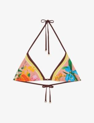 Tina Tropical-Print Bikini Top by REISS