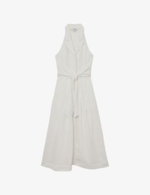 Tor Halterneck Woven Midi Dress by REISS