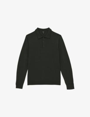 Trafford Long-Sleeved Wool Polo Shirt by REISS