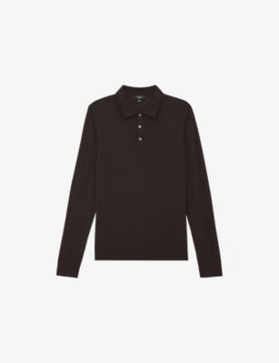 Trafford Long-Sleeved Wool Polo Shirt by REISS