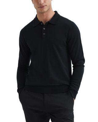 Trafford Merino Wool Slim Fit Long Sleeve Polo Shirt by REISS
