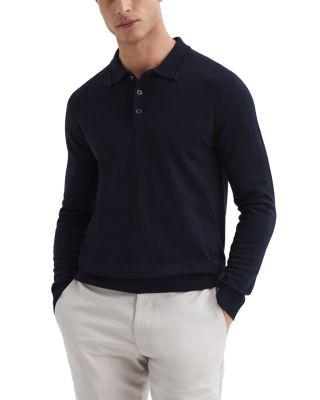 Trafford Merino Wool Slim Fit Long Sleeve Polo Shirt by REISS