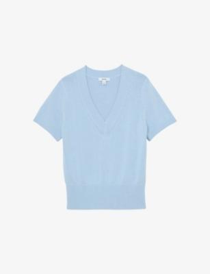 Valerie V-Neck Cotton and Wool-Blend Knitted Top by REISS